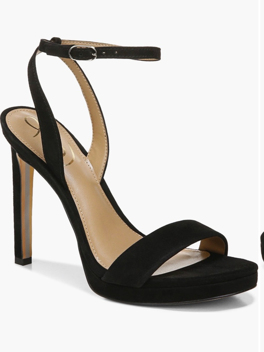 Sam Edelman Black Suede Open-Toe Ankle-Strap Stilettos